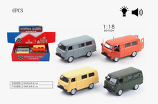 Металлическая машина "УАЗ Буханка" | 1:18 | 19 х 8 см | микс | 6шт уп | цена за шт | свет/звук
